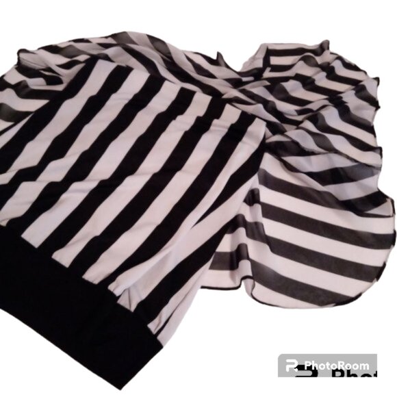 Per Seption Concept striped sheer double layer blouse sz S - Picture 5 of 8